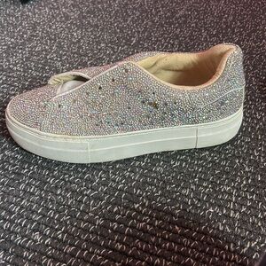 betsey johnson bedazzled sneakers, no laces